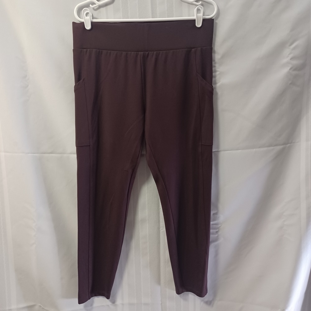 Lou & Grey Leggings Womens L Burgundy Plum Side Pocket High Rise Stretch 578011